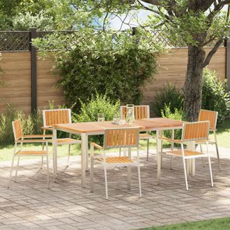 Berkfield Home 7 Piece Garden Dining Set Solid Wood Teak in Brown