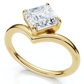 Pompeii3 1Ct V Asscher Cut Diamond Engagement Ring 14k Gold or Platinum Lab Grown EF/VS