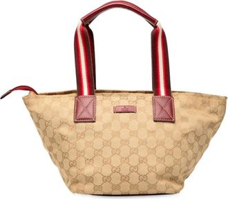 Gucci Pre-owned Handbags, female, Brown, Size: ONE SIZE Pre-owned Canvas Tote Bag