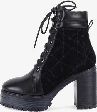 OFF THE HOOK Hale Rona - Stivali neri in pelle stringati con tacco alto largo-Nero