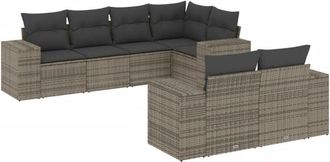 vidaXL Set De Sof&aacute;s De Jard&iacute;n 7 Piezas Con Cojines Rat&aacute;n Pe Gris Vidaxl