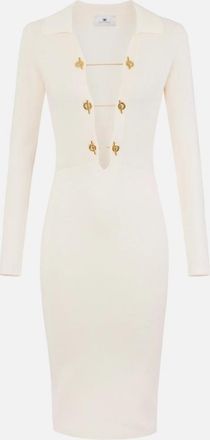 Elisabetta Franchi gebreide jurk met kettingen met juwelen