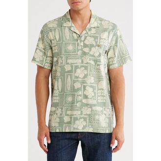 Lucky Brand Short Sleeve Button-Up Shirt in Green Print at Nordstrom Rack, Size X-Large