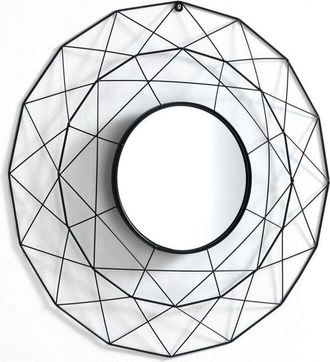 Oresteluchetta Espejo Redondo De Pared En Metal Negro Mate Shine 70