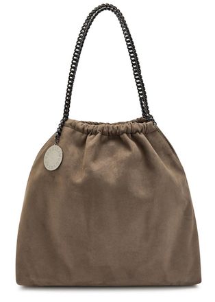 Stella McCartney Stella Mccartney Falabella Medium Drawstring Faux Suede Tote - Taupe - One Size