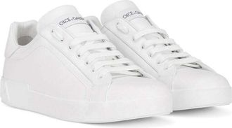 Dolce & Gabbana Mens Low-Top Sneakers Portofino New White Leather Polyester Trainers