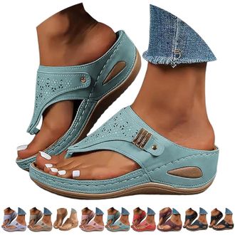 Generic Orthopedic Wedge Sandals for Women Lightweight Orthopedic Flip Flops UK Toe Post Slippers Arch Support Casual Outdoor Slippers Wide Fit New Summer Sli