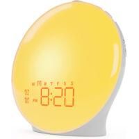 OEM Radio Despertador Con Luz Led, L&aacute;mpara De Noche Con Luz, 20 Niveles De Brillo, Simulador De Amanecer Y Atardecer, 2 Alarmas, 7 Sonidos Naturales, Func