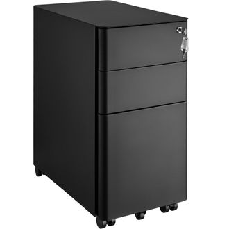 TecTake Cajonera con ruedas con 2 cajones y 1 archivador 30x50x59,5 cm negro
