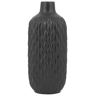 Beliani Beliani - Jarr&oacute;n Decorativo De Gres Negro Mate 31 Cm Forma De Botella Moderno Glamuroso Emar