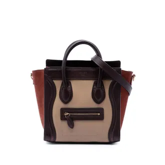 Celine Pre-owned Celine Nano Tricolor Calfskin and Suede Luggage Tote Ladies XT7YPU6MPB7EU6PE