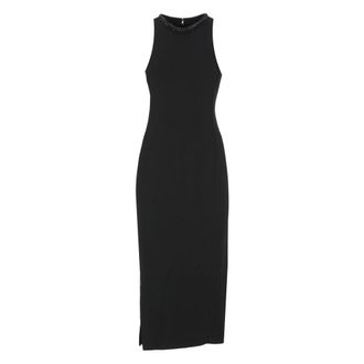 Pinko Zwarte Viscose Jurk met Strass Detail - Dames - Casual kleedjes - Zwart - S - Kleedjes