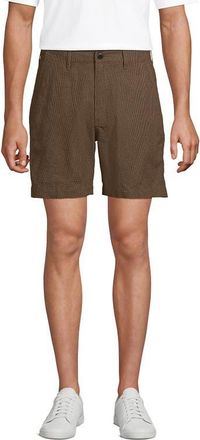 Lands End 7 Classic Fit Linen Blend Short in Dark Walnut/taupe Houndstooth at Nordstrom, Size 33 X 7
