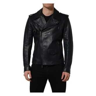 Dolce & Gabbana Biker Jacket - Heren - Leren en Su&egrave;de Jassen - Zwart - L - Leer - Jassen