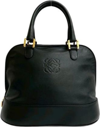 Loewe Pre-owned Handbags, female, Black, Size: ONE SIZE Pre-owned Anagram Leather Tote