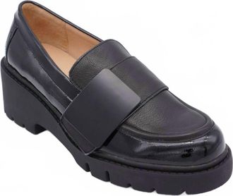 Django & Juliette Womens Umea Loafer In Black Leather/ Black Patent