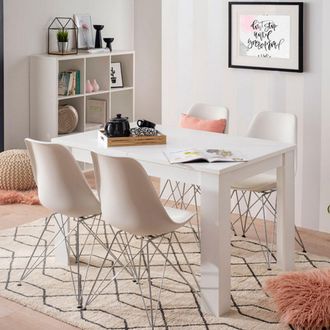 Dmora Tavolo Fisso Uscio, 6 Posti, Forma Rettangolare, Materiale Piano In Legno Nobilitato, 120x80x74.5h Cm Bianco