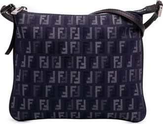 Fendi Pre-owned Womens Monogram Shoulder Bag - Navy Textile - One Size