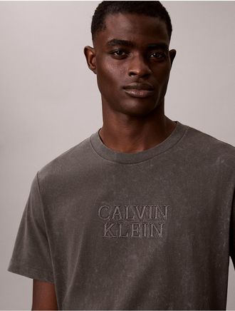Calvin Klein Jeans Calvin Klein Mens Powder Wash Crewneck Tee - Grey - 2XL