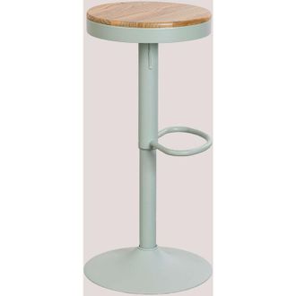 Sklum Sklum - Taburete Alto Regulable En Acero Y Madera De Olmo Bardder