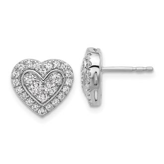 Diamond2Deal 14K White Gold 3/4 ct Lab Grown Diamond Halo Heart Stud Earrings VS Clarity, G-H Color