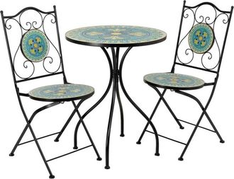 Wanderlust Deco Mesa y 2 sillas de metal y mosaico