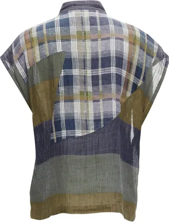 Issey Miyake s linen check patchwork vest