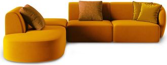 BLOOMINGLOFT 5-Sitzer Design-Ecksofa Chiara Samt ohne Rückenlehne - Links