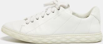 Jimmy Choo London White Leather Diamond Low Top Sneakers