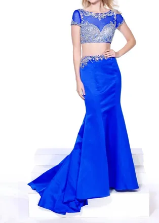Nox Anabel 2 Piece Fit And Flare Rhinestones Dress In Royal Blue
