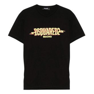 Dsquared2 DSquared2 Heren Macho Logo Gewassen Cool Fit T-shirt (Zwart)