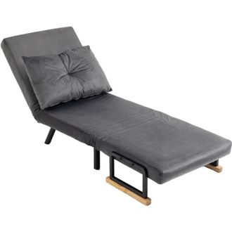 HOMCOM Poltrona Letto con Schienale Reclinabile in 5 Posizioni Grigio Scuro - Homcom