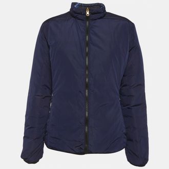Just Cavalli Avy Blue/printed Synthetic Quilted Puffer Reversible Jacket