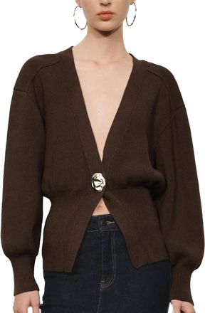Urban Revivo V-Neck Knitted Cardigan In Brown