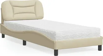 vidaXL Cama Con Colch&oacute;n Tela Color Crema 80x200 Cm Vidaxl