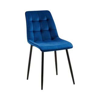 Clp Silla de comedor con reposapi&eacute;s en terciopelo azul oscuro