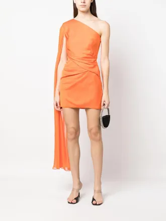 Roland Mouret Asymmetric One-Shoulder Silk Crepe Dress - Orange