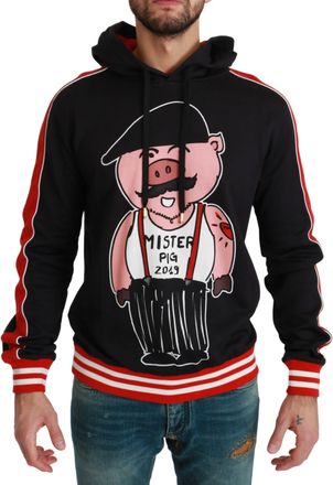 Dolce & Gabbana Mannen Zwart Varken van het Jaar Hooded Sweater