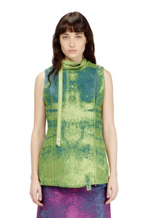 Diesel Belted vest in coloured satin denim - Vests - Woman - Green