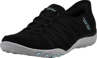 Skechers Womens Breathe Easy-Roll with Me Sneaker, Black/Aqua, 5.5 UK