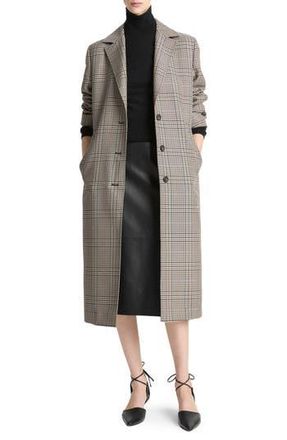 Vince Pressed Plaid Wool Blend Coat in Multi Plaid at Nordstrom Rack, Size X-Large