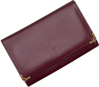 Cartier Bordeaux Wine Red Leather Wallet (Bi-Fold) (Pre-Owned)