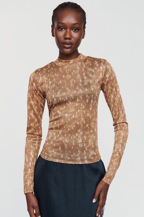 L*Space Shimmer Long-Sleeve Mock-Neck Top