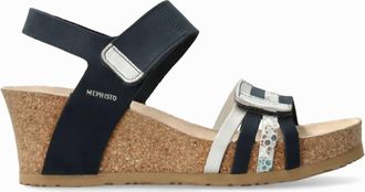 Mephisto Womens Lucia Lightweight Walking Wedge Sandal In Navy