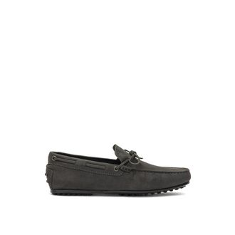 Tod's Gray Nubuc Leather Mens Moccassin
