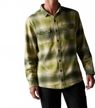Rabbit High Country Long Sleeve Flannel Shirt In Chive Plaid
