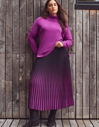 Live Unlimited London Womens Purple Ombre Pleated Maxi Skirt - Size: 26