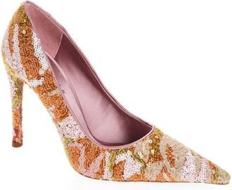 Jeffrey Campbell Good Sequin Pointed Toe Pump in Light Pink Satin Combo at Nordstrom, Size 8.5