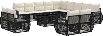 vidaXL Conjunto De Sof&aacute;s De Jard&iacute;n 14 Uds. Negro Y Blanco Crema Vidaxl