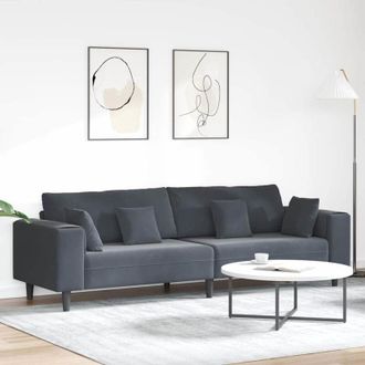 vidaXL Vidaxl - Sof&aacute; De Terciopelo Con Coj&iacute;n Gris Oscuro 208 Cm Terciopelo